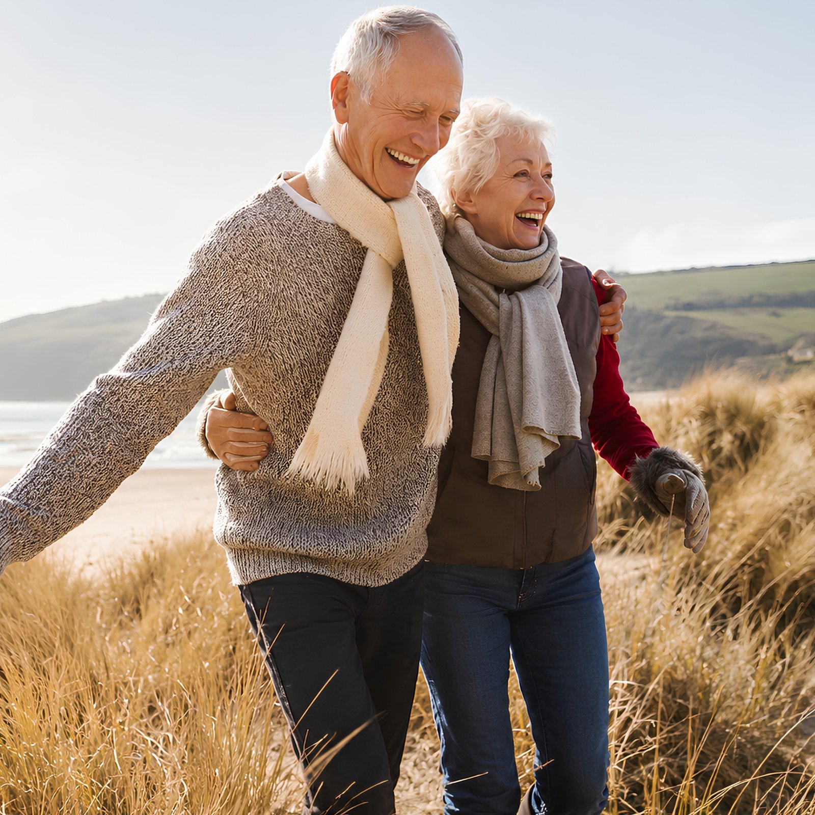 Retired couple enjoying retirement after building long-term financial security with personalized planning.